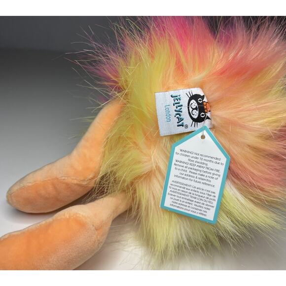 Jellycat Sorbet Pompom Plush 10” Yellow Pink Ostrich Bird Stuffed Animal NWT - Picture 8 of 11
